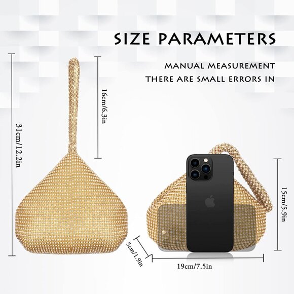 Hand Bags Purses for Women Rhinestone Bag Clutch Purses Party Wedding - Picture 3 of 6